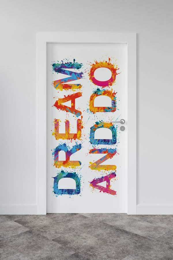 school-class-door-design-8734-00 İngilizce "Hayal Et ve Yap" Motivasyon Kapı Giydirmesi 8734