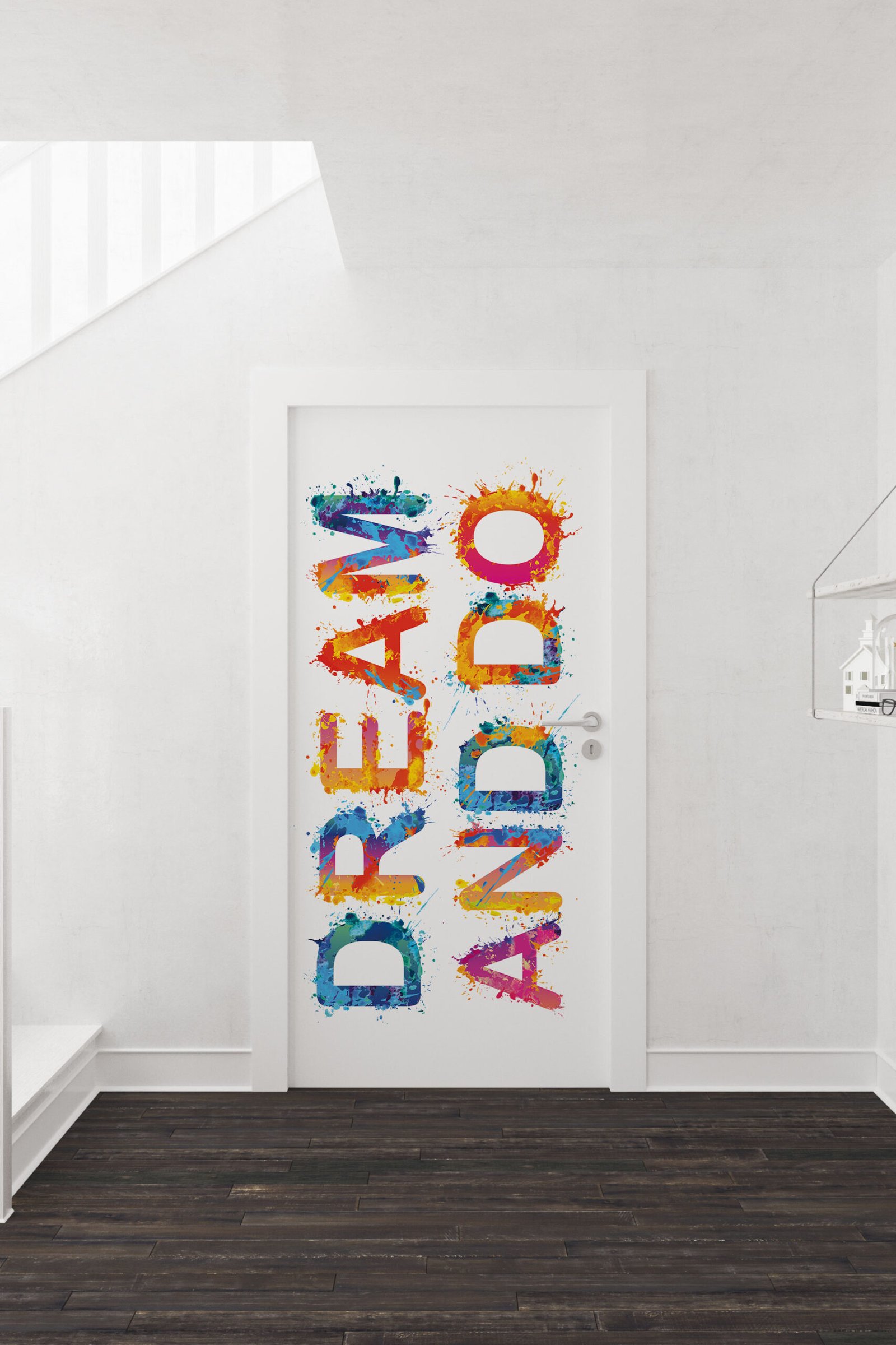 İngilizce "Hayal Et ve Yap" Motivasyon Kapı Giydirmesi 8734