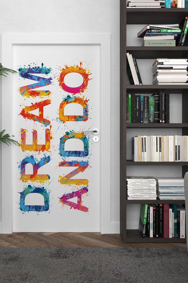 İngilizce "Hayal Et ve Yap" Motivasyon Kapı Giydirmesi 8734