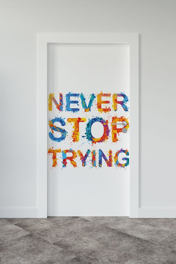 İngilizce "Asla Vazgeçme" Motivasyon Kapı Giydirmesi 8737