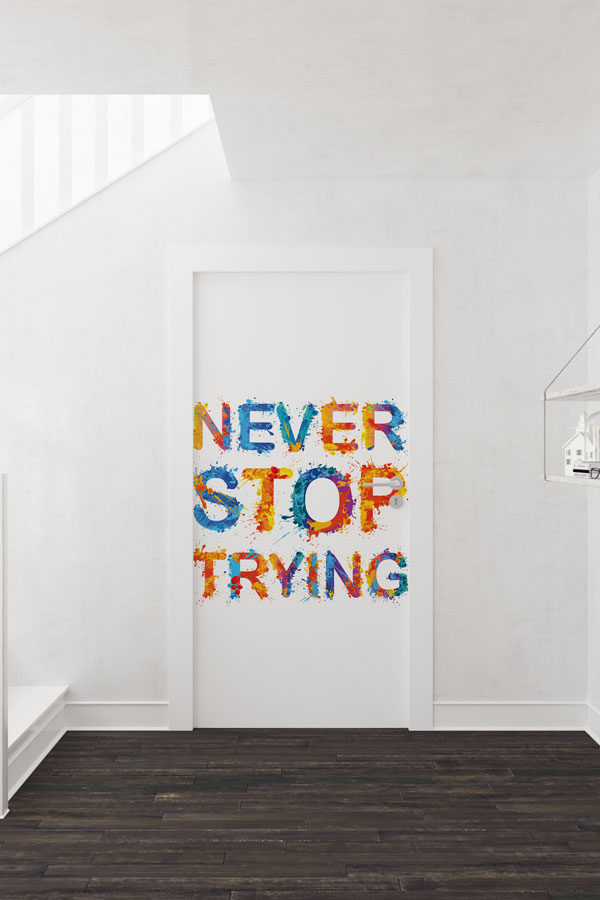 İngilizce "Asla Vazgeçme" Motivasyon Kapı Giydirmesi 8737