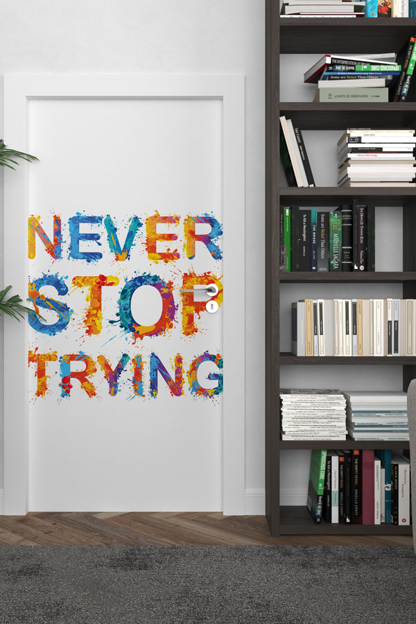 İngilizce "Asla Vazgeçme" Motivasyon Kapı Giydirmesi 8737