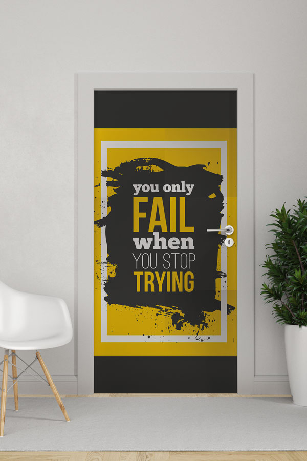 Kapı Giydirme: Asla Pes Etme İngilizce Slogan 8788