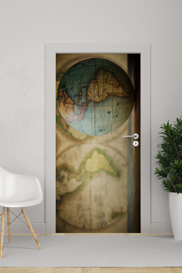 Vintage Dünya Globu Kapı Tasarımı 8810