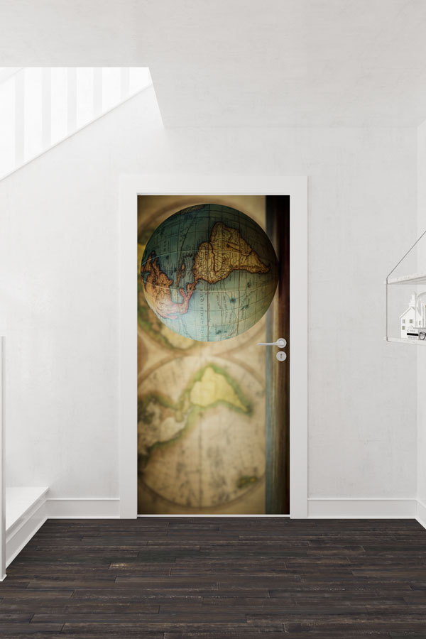 Vintage Dünya Globu Kapı Tasarımı 8810