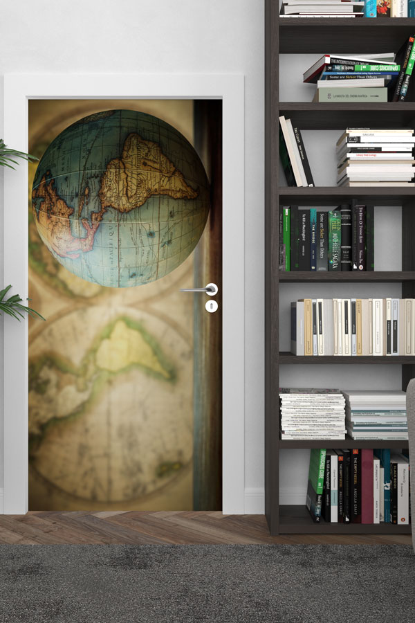 Vintage Dünya Globu Kapı Tasarımı 8810