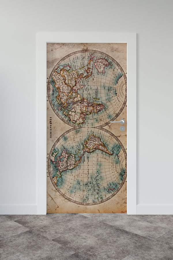 Antika Dünya Haritası Kapı Tasarımı 8813