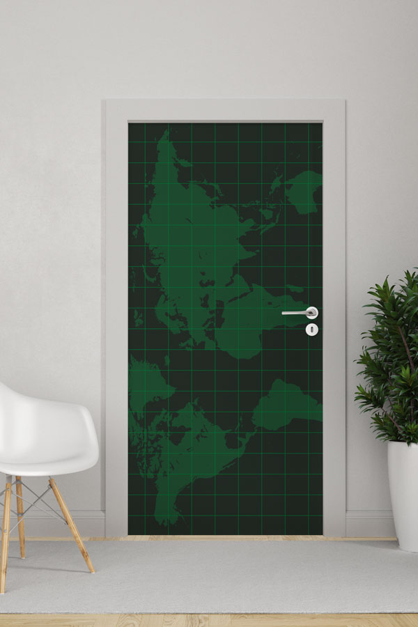 Yeşil Dünya Haritası Kapı Tasarımı 8815
