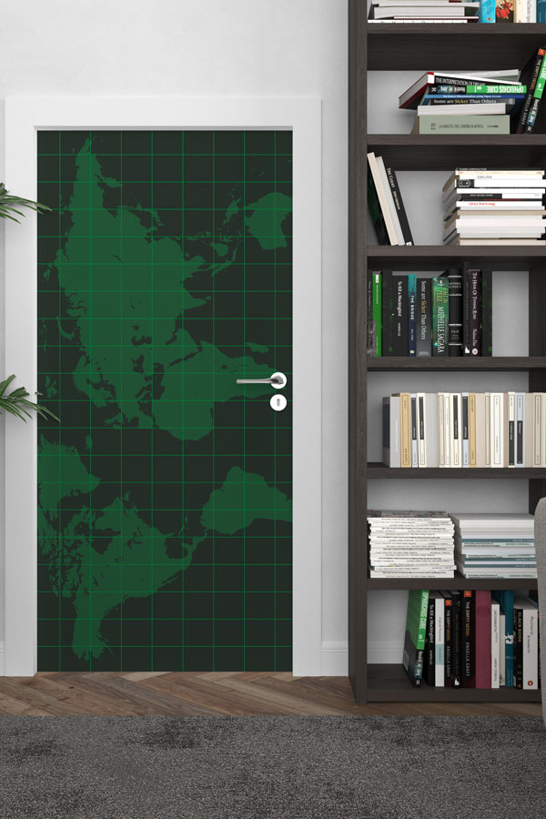 Yeşil Dünya Haritası Kapı Tasarımı 8815
