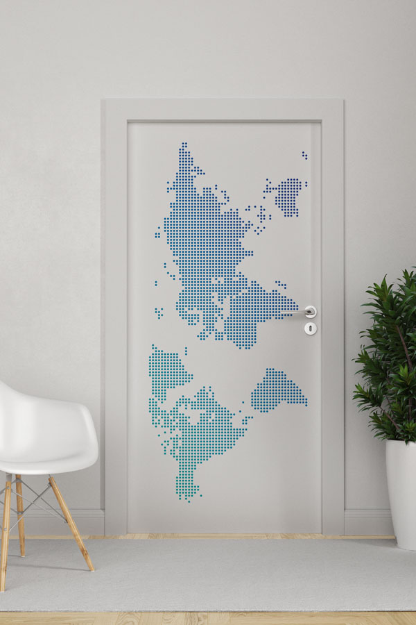 Piksel Dünya Haritası Kapı Tasarımı 8816