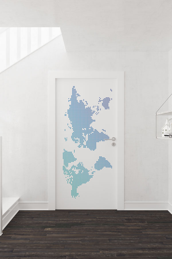 Piksel Dünya Haritası Kapı Tasarımı 8816