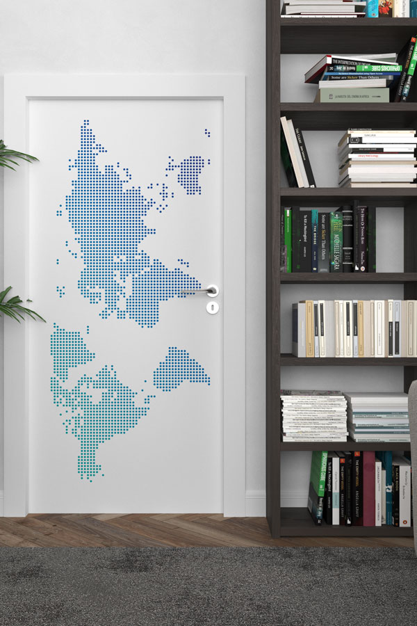 Piksel Dünya Haritası Kapı Tasarımı 8816