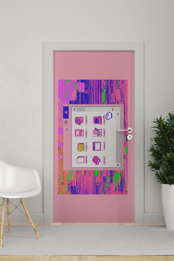 Retro Piksel Sanatı Kapı Giydirme - BT Sınıfı & Gamer Odası 8891