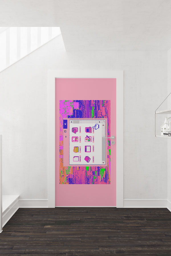 Retro Piksel Sanatı Kapı Giydirme - BT Sınıfı & Gamer Odası 8891