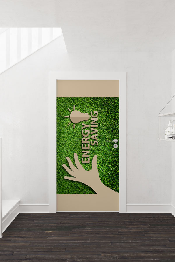 "Energy Saving" Temalı Ampul ve El Figürlü Kapı Giydirme 9073