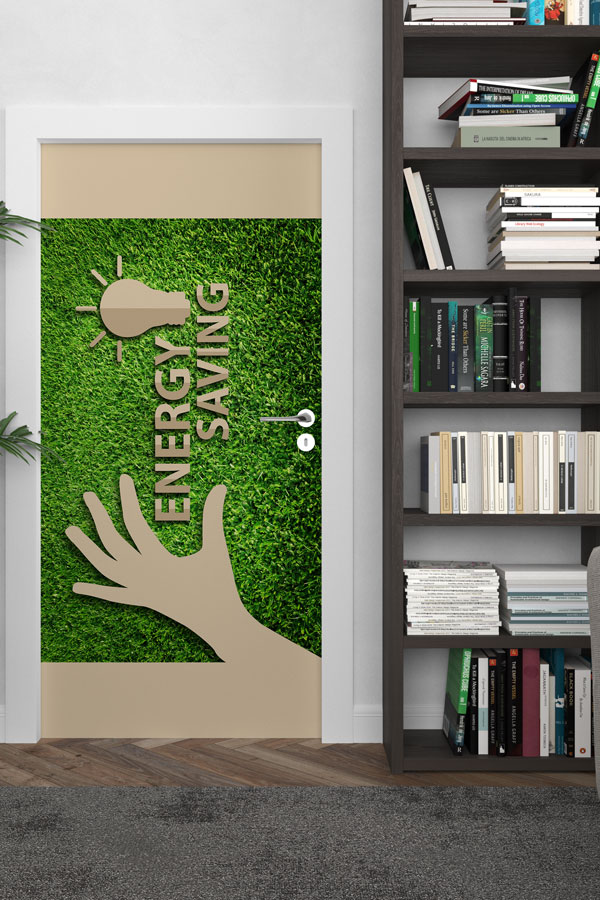 "Energy Saving" Temalı Ampul ve El Figürlü Kapı Giydirme 9073