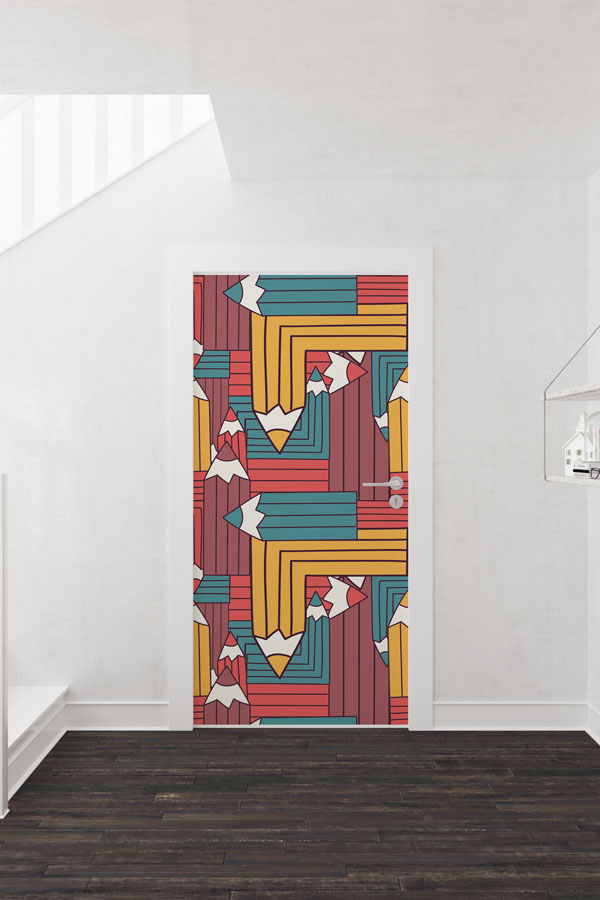 "Soyut Kalem Desenli" Kapı Giydirme 9198