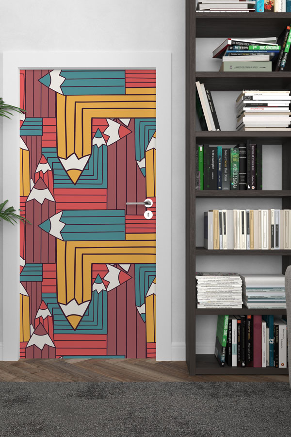"Soyut Kalem Desenli" Kapı Giydirme 9198