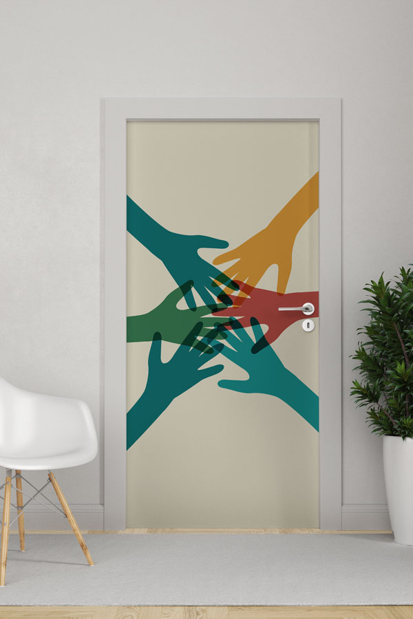 school-class-door-design-9205-0 "El Birliği ve İşbirliği" Temalı Kapı Giydirme 9205