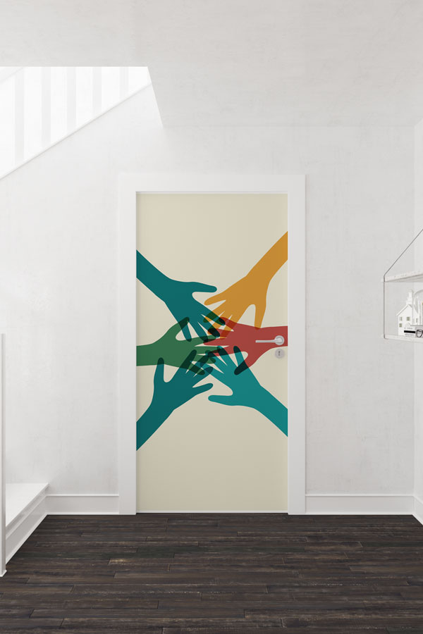 school-class-door-design-9205-01 "El Birliği ve İşbirliği" Temalı Kapı Giydirme 9205