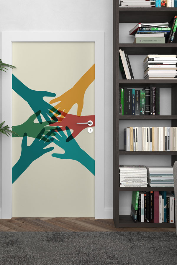 school-class-door-design-9205-02 "El Birliği ve İşbirliği" Temalı Kapı Giydirme 9205