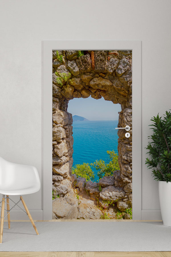 Taş Kemerden Deniz Manzaralı Kapı Giydirme 9848