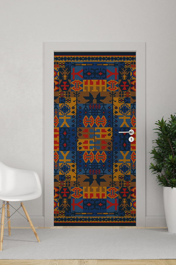 Geleneksel Kilim Motifli Anadolu Desenli Kapı Giydirme 9882