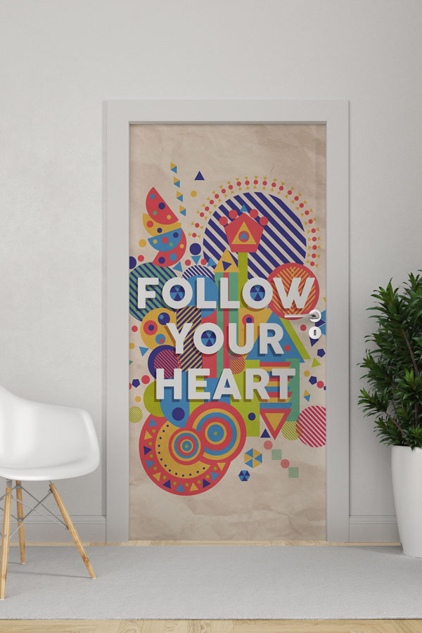 school-class-door-print-8779-0 Soyut Kalp Temalı Kapı Giydirme 8779