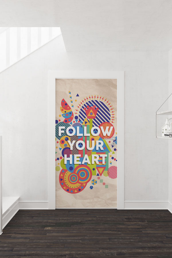 school-class-door-print-8779-01 Soyut Kalp Temalı Kapı Giydirme 8779