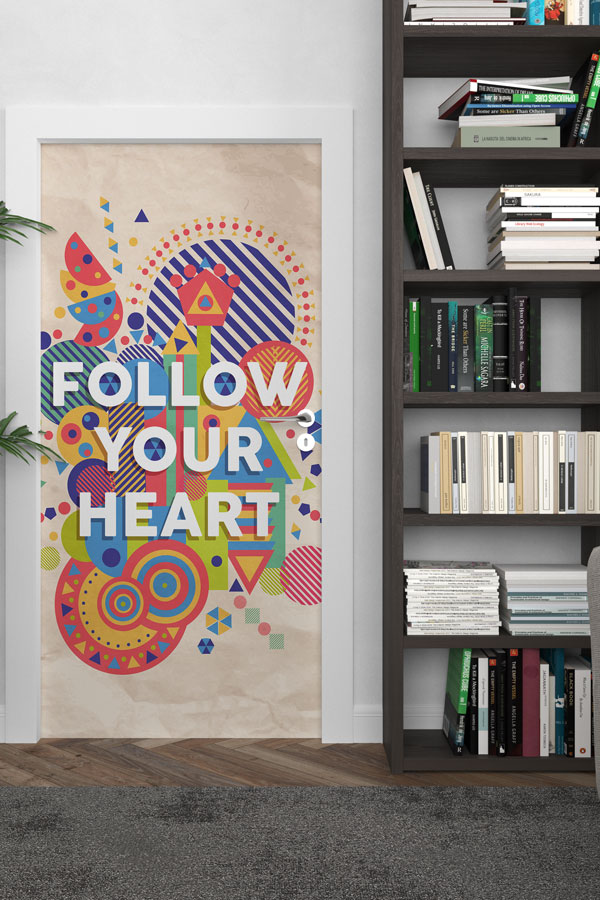 school-class-door-print-8779-02 Soyut Kalp Temalı Kapı Giydirme 8779