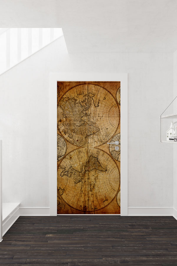 Antik Dünya Haritası Kapı Tasarımı 8812