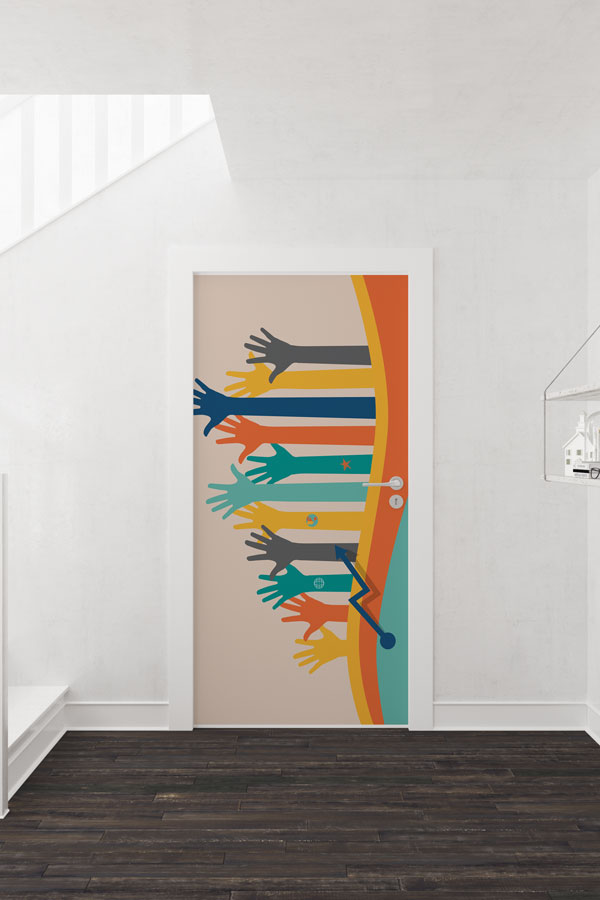 "Ulaşan Eller ve Başarı Merdiveni" Kapı Giydirme 9206