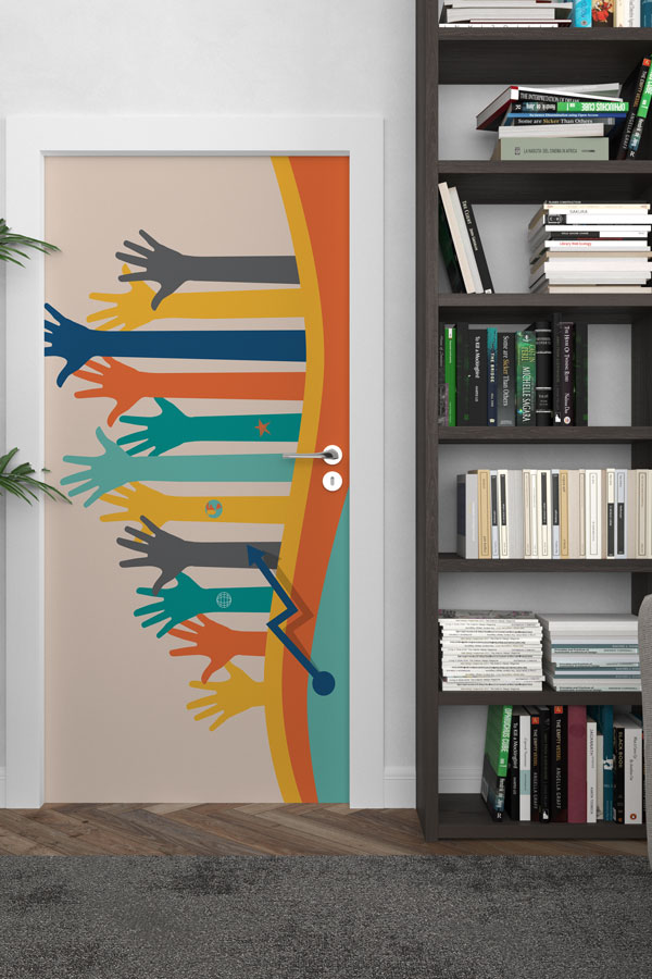 "Ulaşan Eller ve Başarı Merdiveni" Kapı Giydirme 9206