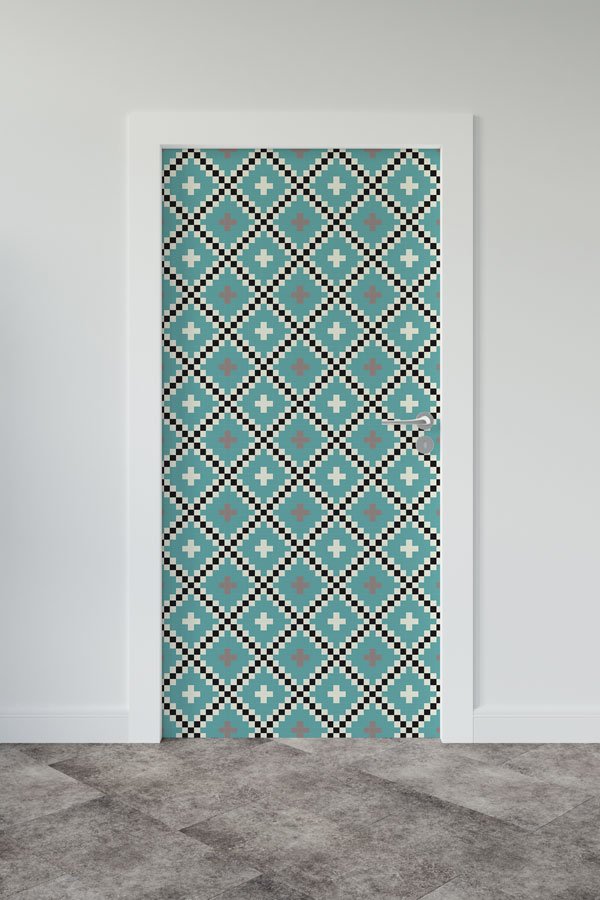 Piksel Desenli Okul Kapı Giydirme 8635