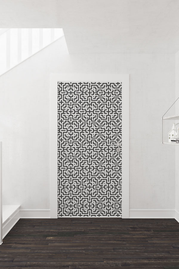 Geometrik Üçgen Desenli Okul Kapı Giydirme 8652