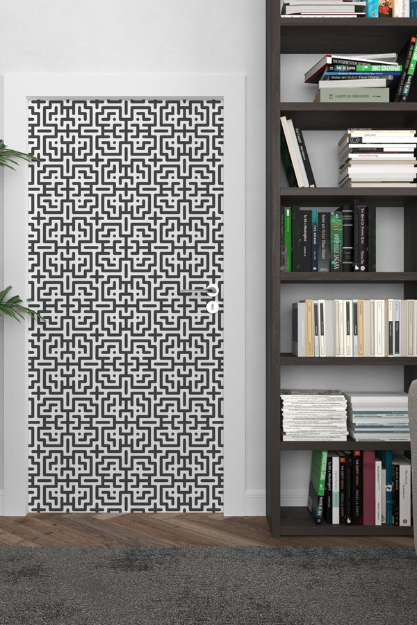 Geometrik Üçgen Desenli Okul Kapı Giydirme 8652