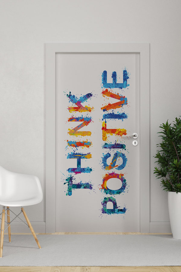 İngilizce "Pozitif Düşün" Motivasyon Kapı Giydirmesi 8735