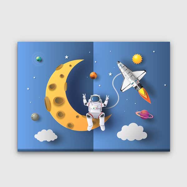 Ay ve Uzay Mekiği Eğitim Kanvas Tablosu 10379