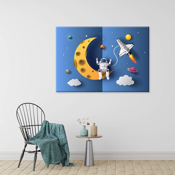 school-class-wall-10379-01 Ay ve Uzay Mekiği Eğitim Kanvas Tablosu 10379