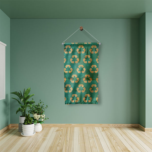 Geri Dönüşüm Sembolleri Desenli Eko Dostu Duvar Örtüsü 8105
