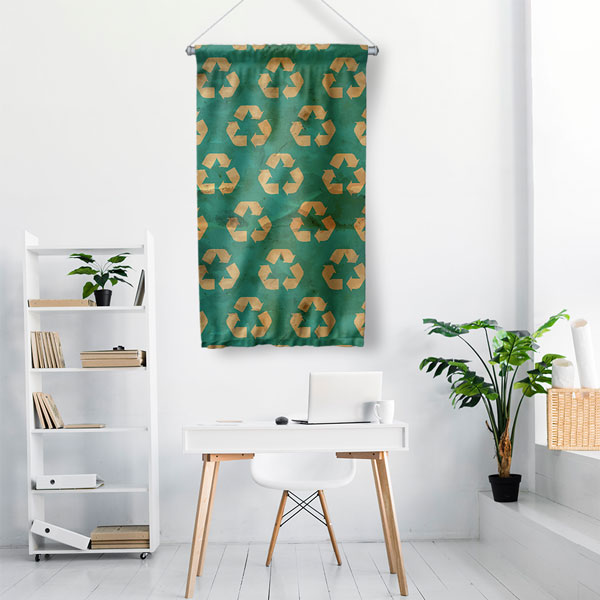 Geri Dönüşüm Sembolleri Desenli Eko Dostu Duvar Örtüsü 8105