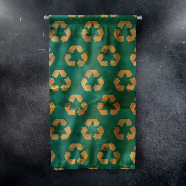 Geri Dönüşüm Sembolleri Desenli Eko Dostu Duvar Örtüsü 8105