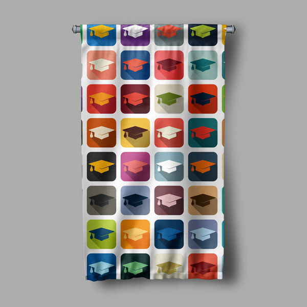 Mezuniyet Kepi Desenli Duvar Flaması - Kumaş Baskı 8113