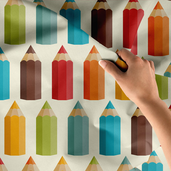 Renkli Boya Kalemleri Desenli Eğitici Duvar Örtüsü 8348