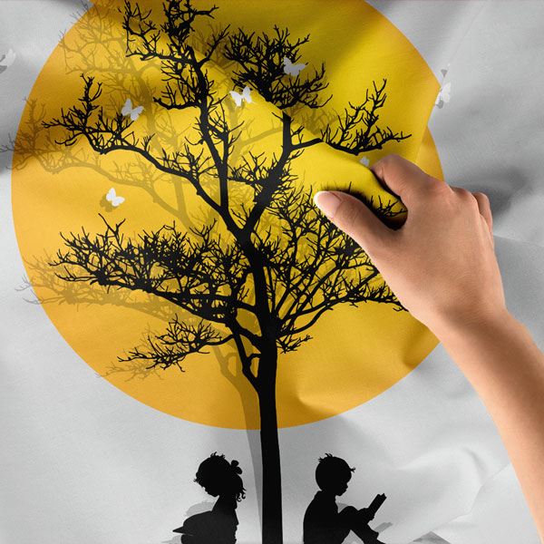 Okuyan Çocuk ve Hayal Ağacı Silüeti Duvar Örtüsü 8354