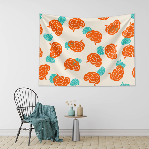 Soyut Beyin Desenli Sanatsal Duvar Örtüsü 8356