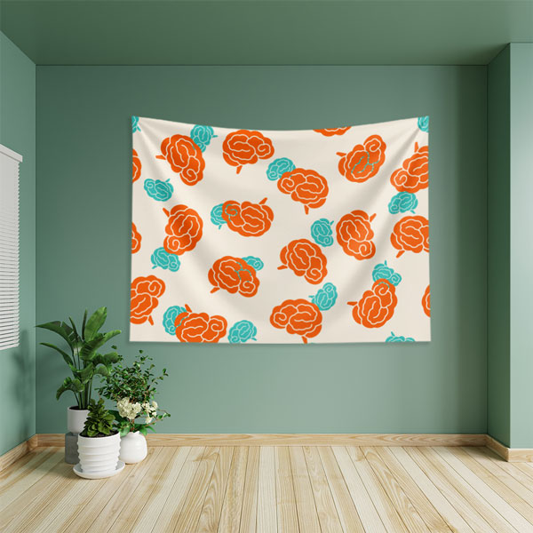 Soyut Beyin Desenli Sanatsal Duvar Örtüsü 8356