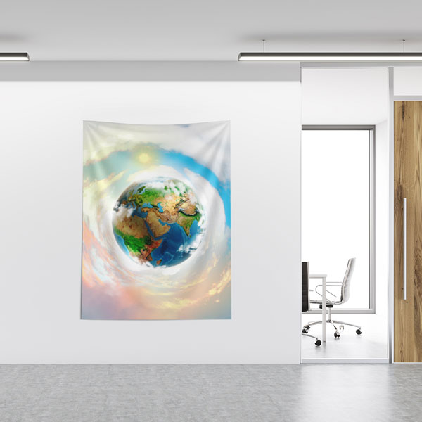 Dünya Küresi ve Gezegen Temalı Dekoratif Duvar Örtüsü 8475
