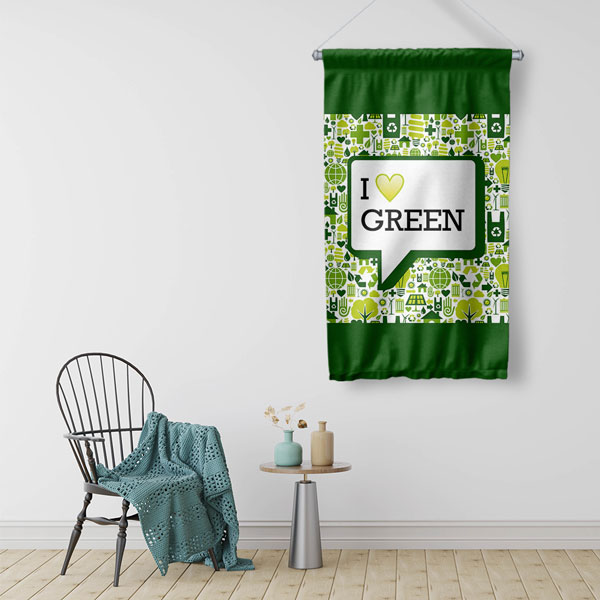 "I Love Green" (Yeşili Seviyorum) Temalı Çevre Dostu Duvar Flaması 8104