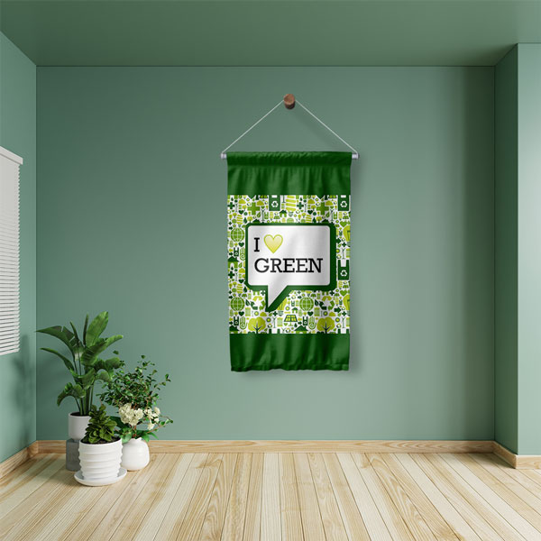 "I Love Green" (Yeşili Seviyorum) Temalı Çevre Dostu Duvar Flaması 8104